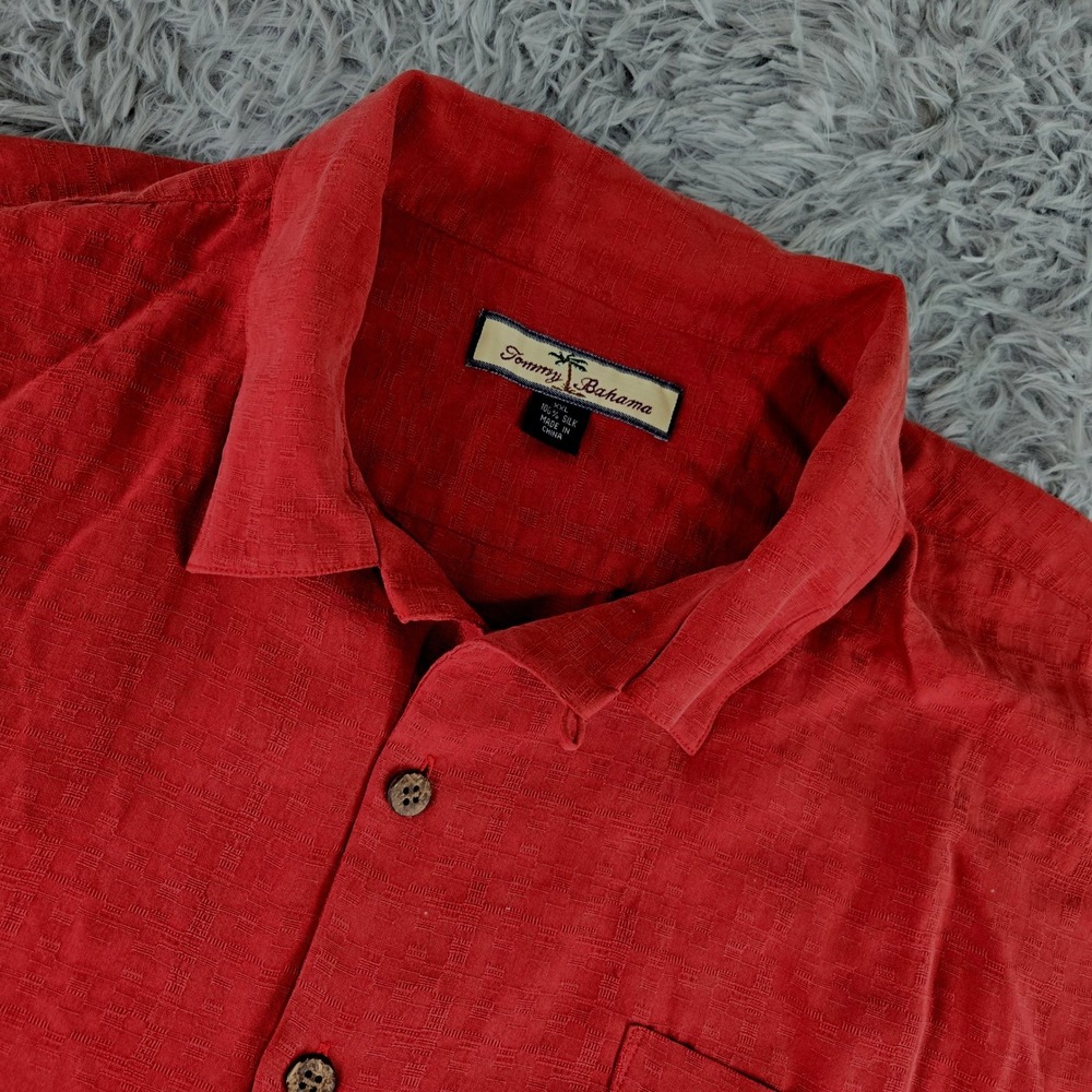 Tommy Bahama Mens XXL Red Dr. Cocktail Embroidered Silk Camp‎ Shirt